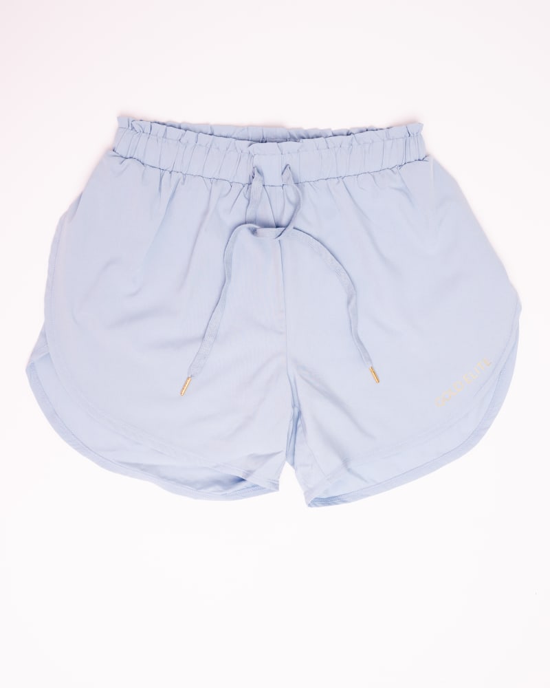 Front of a size 3XL Flowy High Waisted Shorts with Liner in Light Blue by Gold Elite Apparel. | dia_product_style_image_id:284839